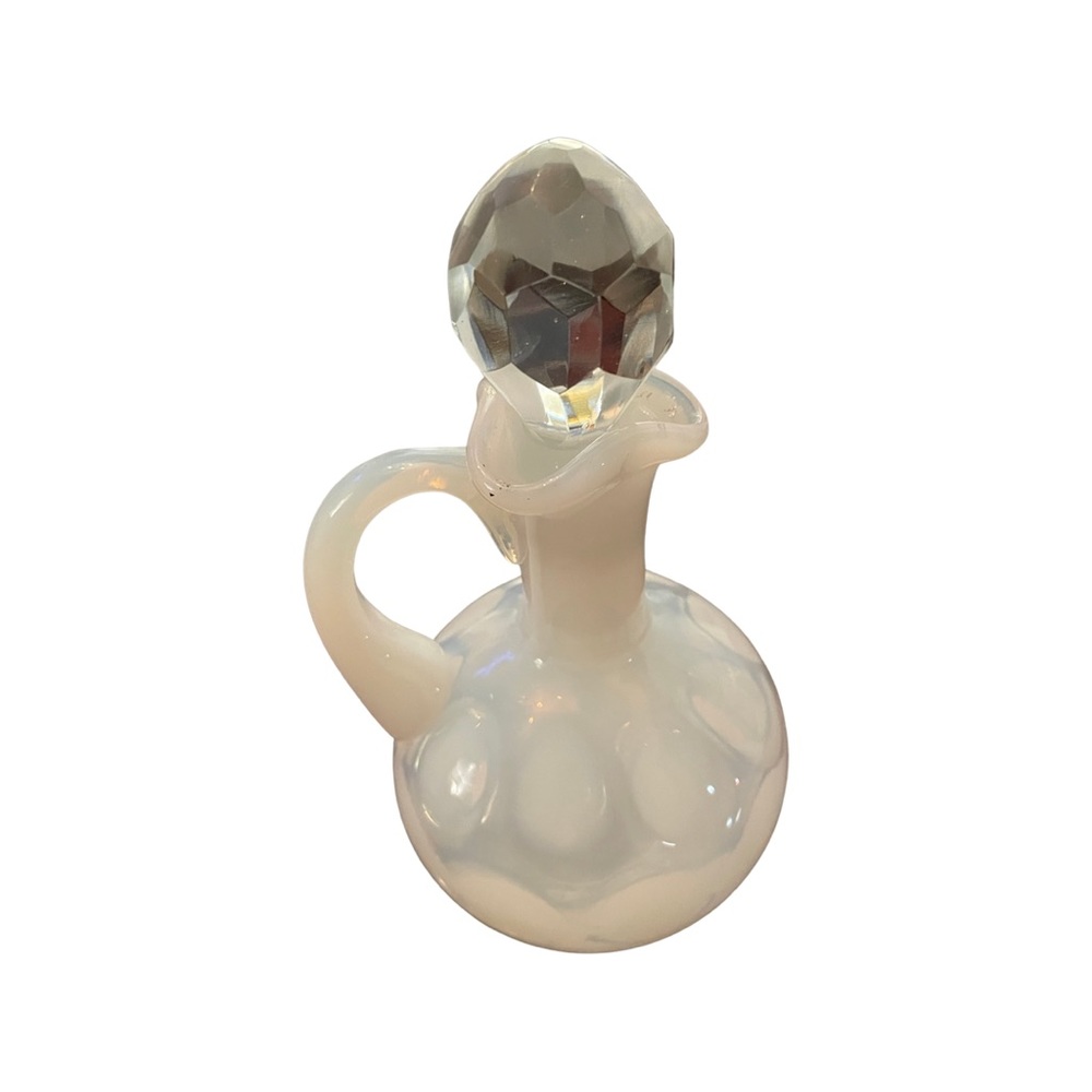 Vintage Opalescent Coin Dot Cruet With Heavy Prism Stopper Possibly Fenton?